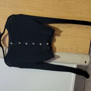 Wild Fable Cropped Black Sweater Cardigan Long Sleeve | Large